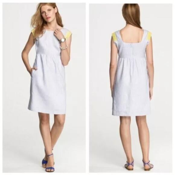 J. Crew Siesta Linen Striped Sheath Dress Women's 4 Embroidered Preppy Old Money - Picture 1 of 11